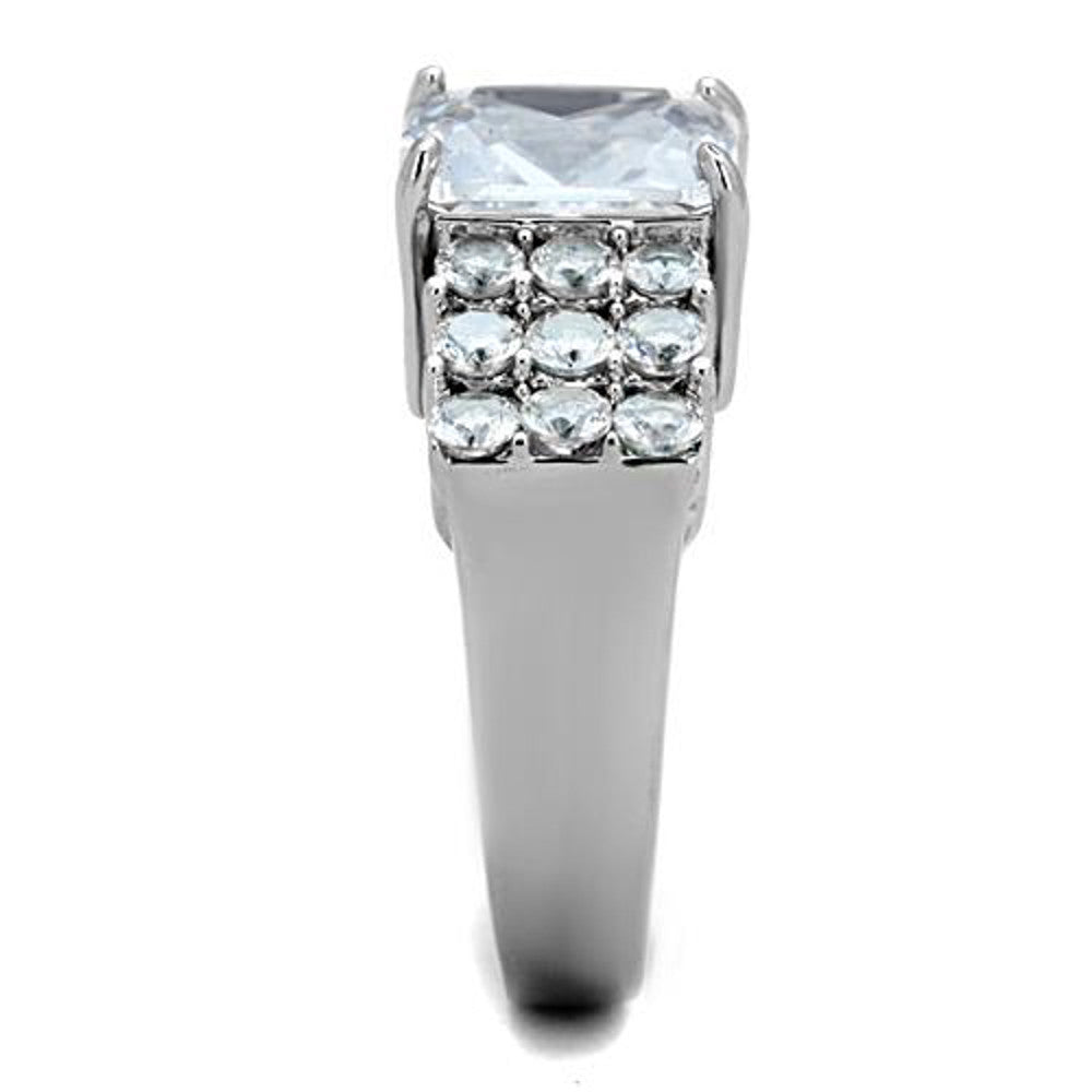 ARTK1753 Stunning 4.57 Ct Radiant Cut CZ Stainless Steel Engagement / Cocktail Ring Size 5-10